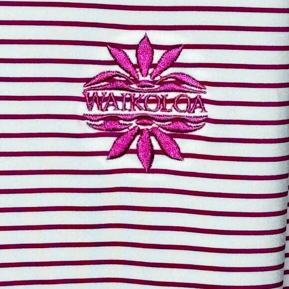FootJoy FJ Striped Polo Shirt XL Waikoloa White Pink Short Sleeve Golf Hawaii - Picture 4 of 5